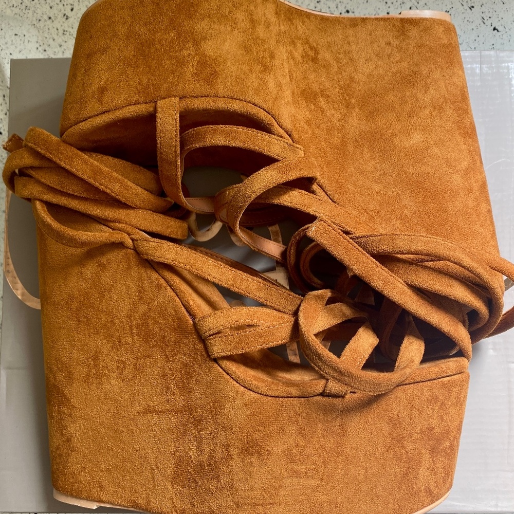 Faux Suede Platform Wedge Heel